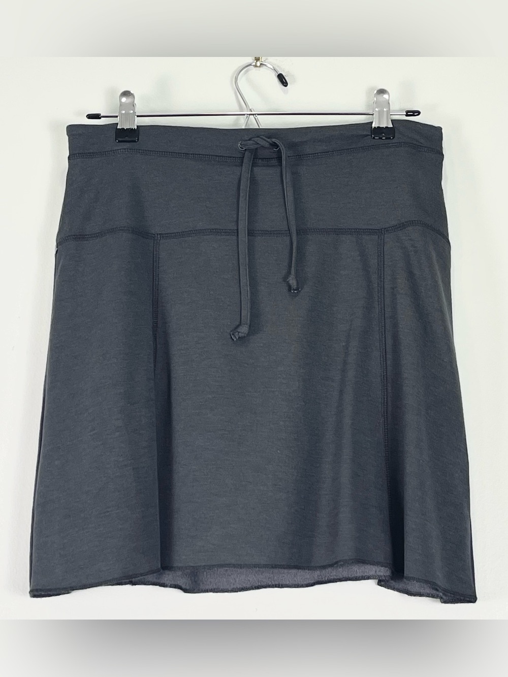 HORNY TOAD Black Knit A-Line Mini Skirt Skort Activewear Lined Dark Gray Small